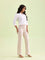 Women Solid Cream High Rise Ponte Bell Bottoms