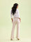 Women Solid Cream High Rise Ponte Bell Bottoms