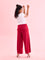 Women Solid Dark Pink Knit Viscose Mid Rise Palazzos