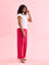 Women Solid Fuchsia Knit Viscose Mid Rise Palazzos