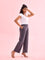 Women Solid Medium Grey Ponte Wide Leg Pants