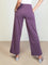 Women Solid Purple Ponte Wide Leg Pants