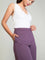 Women Solid Purple Ponte Wide Leg Pants