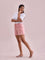 Women Solid Baby Pink Mid Rise Casual Shorts