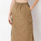 Calf Length Solid Betty Skirt with Side Slit and Patch Pockets