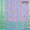 Banarasi kota saree blue shade and teal green with floral digital prints and rettapet zari woven border