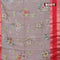 Banarasi kota saree grey and red with floral digital prints and rettapet zari woven border