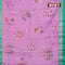 Banarasi kota saree light pink and teal green with floral digital prints and rettapet silver zari woven border