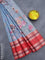 Banarasi kota saree bluish grey and red with floral digital prints and rettapet zari woven border