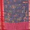 Banarasi kota saree grey and red with floral digital prints and rettapet zari woven border