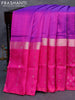 Pure uppada silk saree dual shade of purple and pink with thread & silver zari woven buttas and long silver zari woven butta border