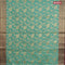 Banarasi kota saree teal blue and maroon with allover floral weaves and zari woven border