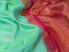 Pure kanjivaram silk saree teal green shade and pink with zari woven buttas and long rich paisley zari woven border butta style
