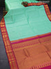 Pure kanjivaram silk saree teal shade and magenta pink with allover zari checked pattern and rich annam zari woven korvai border checks
