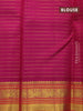 Pure kanjivaram silk saree teal shade and magenta pink with allover zari checked pattern and rich annam zari woven korvai border checks
