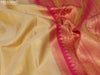Pure kanjivaram silk saree sandal and pink with paisley zari woven buttas and rich zari woven border butta style