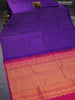 Pure kanjivaram silk saree violet and pink with allover zari weaves in borderless style borderless style
