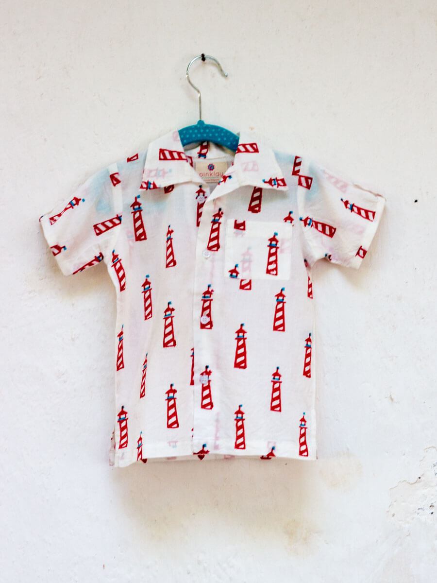 Lighthouse Magic Organic Cotton Block Printed Shirt