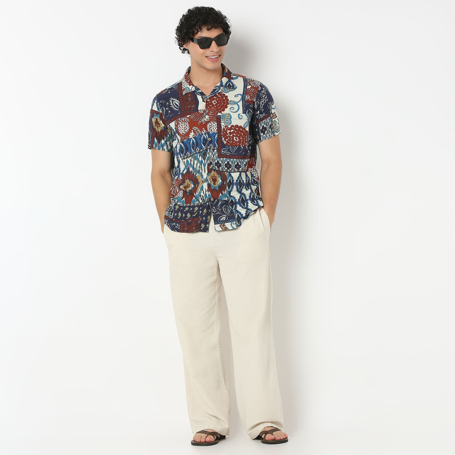 Camp Collar Half Sleeve Cuban Printed Shirt