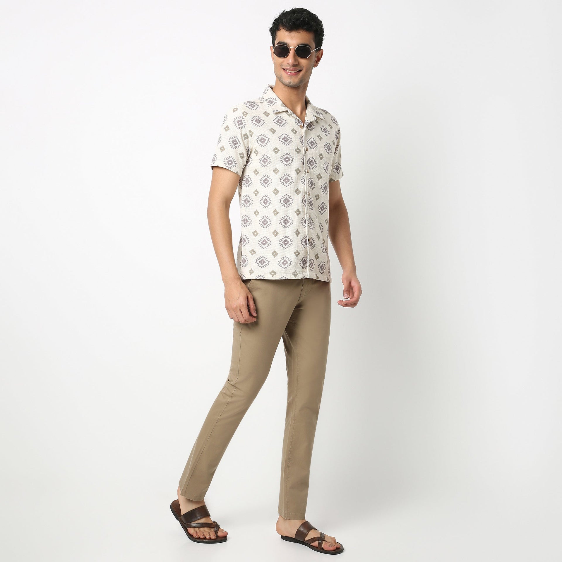 Camp Collar Half Sleeve Relaxed Fit Cuban Printed Shirt