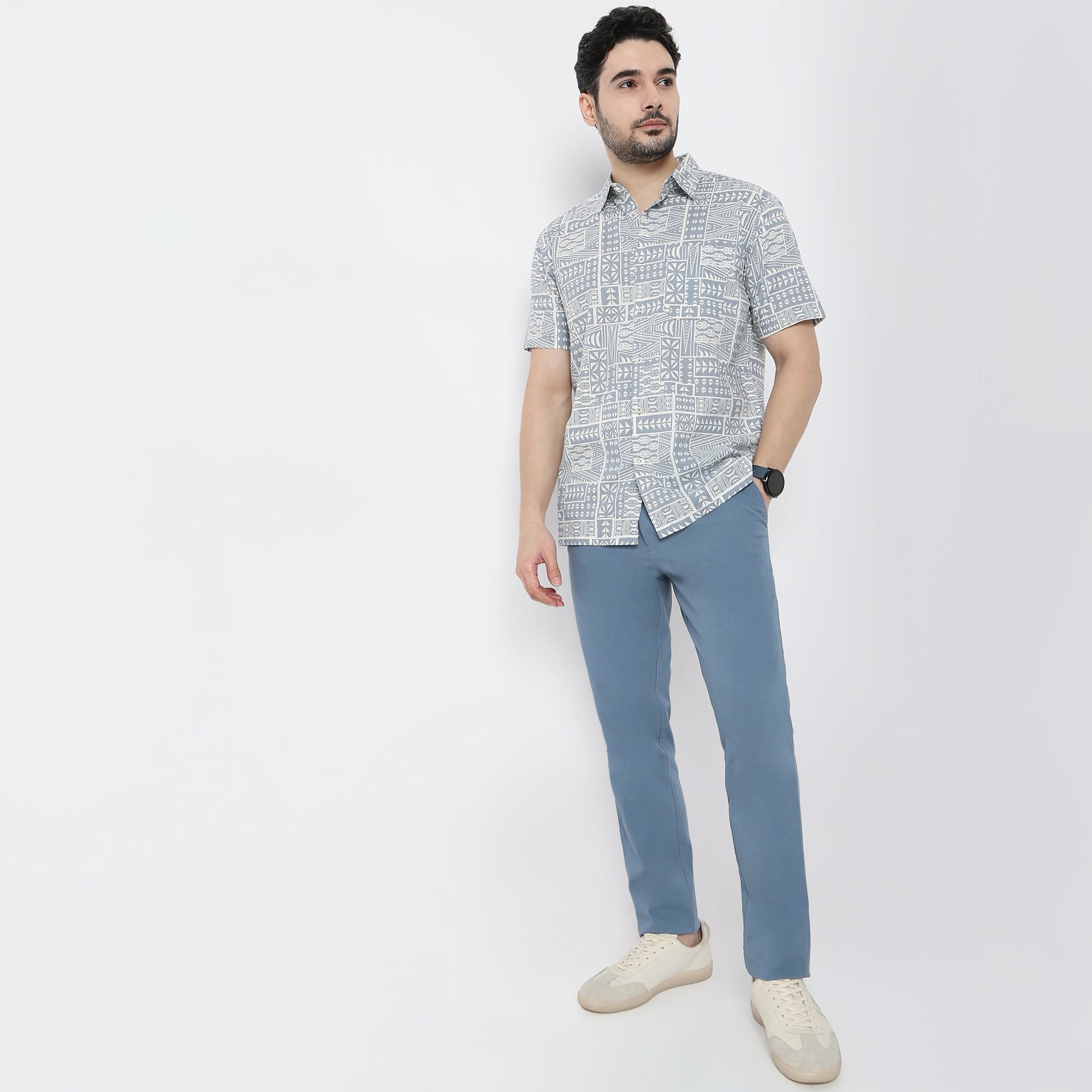 Artistryᵉˣ Printed Half Sleeve Collar Block Print Shirt