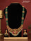 Antique beaded green haaram lakshmi pendant with pink kemp stones and beads & pearl hangings