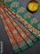 Chanderi bagru saree orange and beige teal green with allover kalamkari prints and small zari woven border