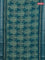 Chanderi silk cotton saree teal green with allover prints and silver zari woven border