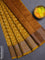 Chanderi silk cotton saree mustard yellow with allover geometric prints and banarasi style border