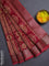 Chanderi silk cotton saree sandal and wine shade with allover prints and banarasi style border