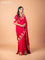 Banarasi crepe saree pink with stripes pattern and mirror work & banarasi style border