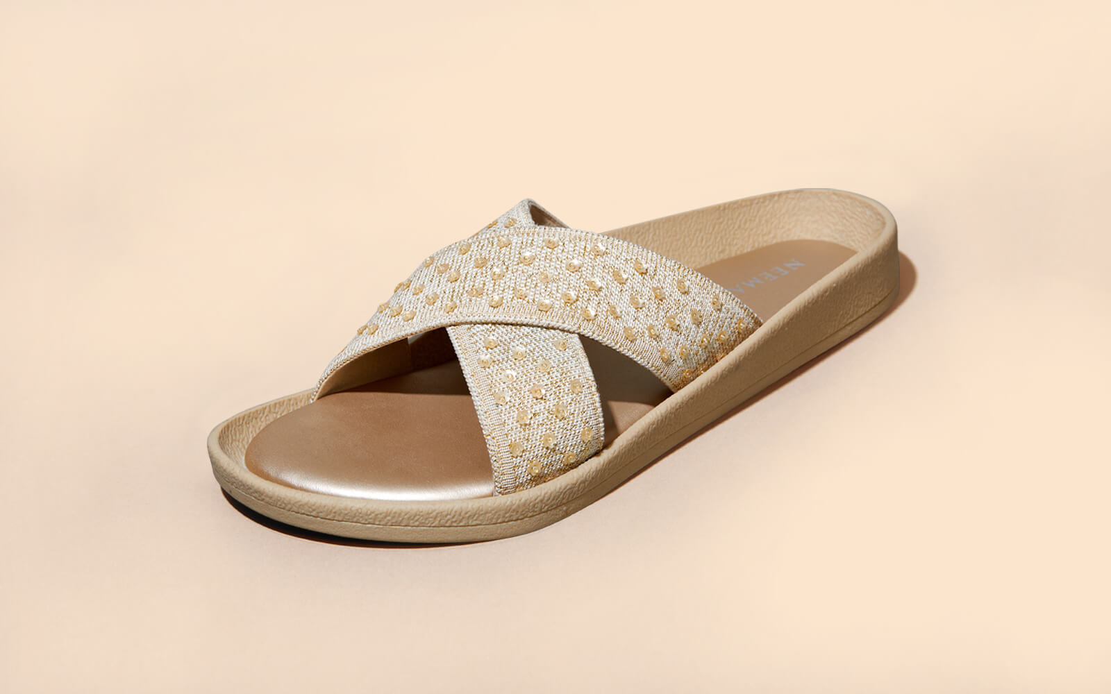 Ethnic Cross Strap Sandals : Beige