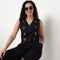 Embroidered V-Neck Vest Top