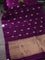 Banarasi organza silk saree deep purple with silver & gold zari woven buttas and satin border