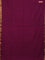 Bengal soft cotton saree dark magenta pink with plain body and zari woven border