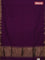 Bengal soft cotton saree purple with plain body and zari woven border