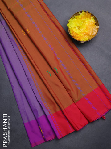 Arani semi silk saree dual shade of violet and pink with thread woven buttas and thread woven butta border
