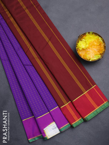 Arani semi silk saree violet and purple with allover thread weaves and rettapet zari woven border`