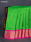 10 Yards silk saree light green and pink with plain body and zari woven border