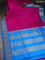 10 Yards silk saree purple and cs blue with plain body and zari woven border