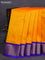 10 Yards silk saree mango yellow and blue with plain body and zari woven border