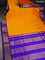 10 Yards silk saree mango yellow and blue with plain body and zari woven border