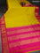 10 Yards silk saree lime yellow and pink with plain body and zari woven border