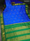 10 Yards silk saree blue and green with zari woven buttas and temple design zari woven border
