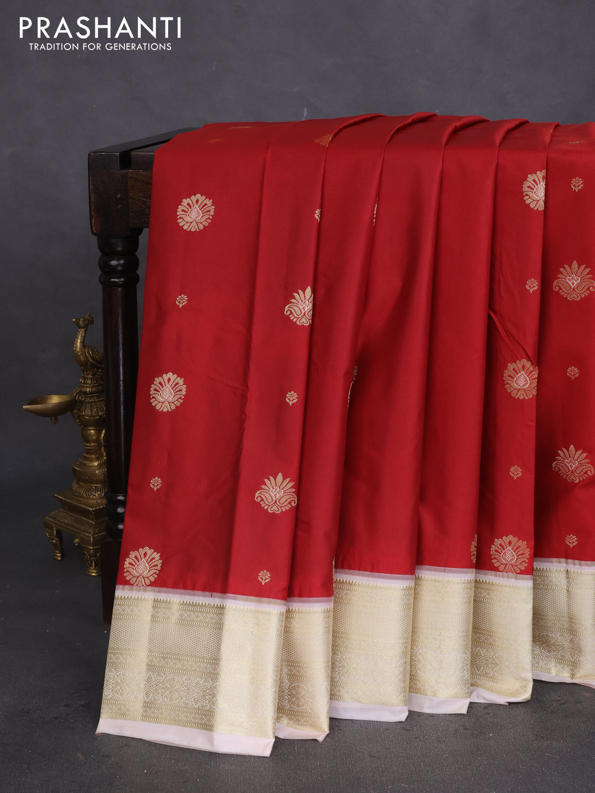 Bangalori silk saree maroon and pastel peach with zari woven buttas and zari woven border