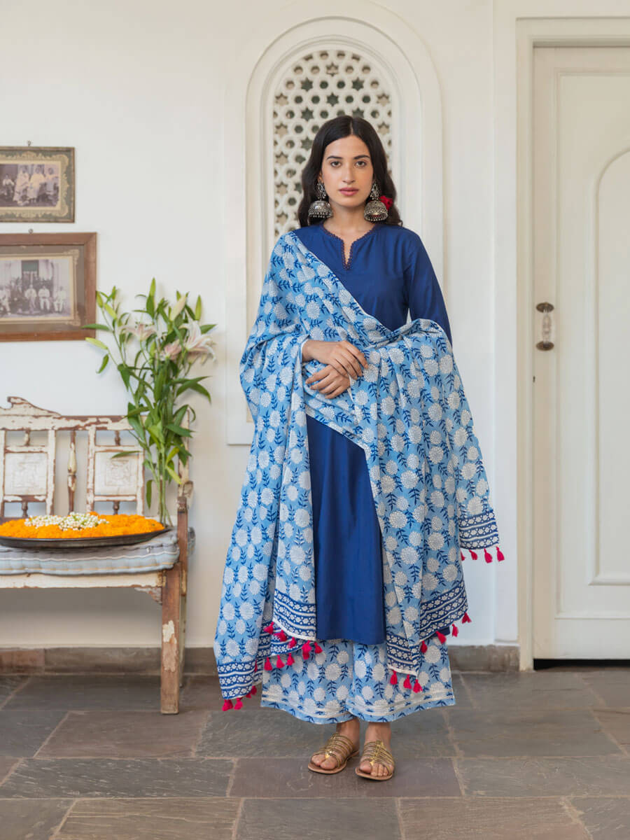 Bahar Block Printed Cotton Dupatta