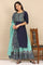 Blue Dori Embroidered Straight Kurta, Flared Palazzo and Dupatta Set