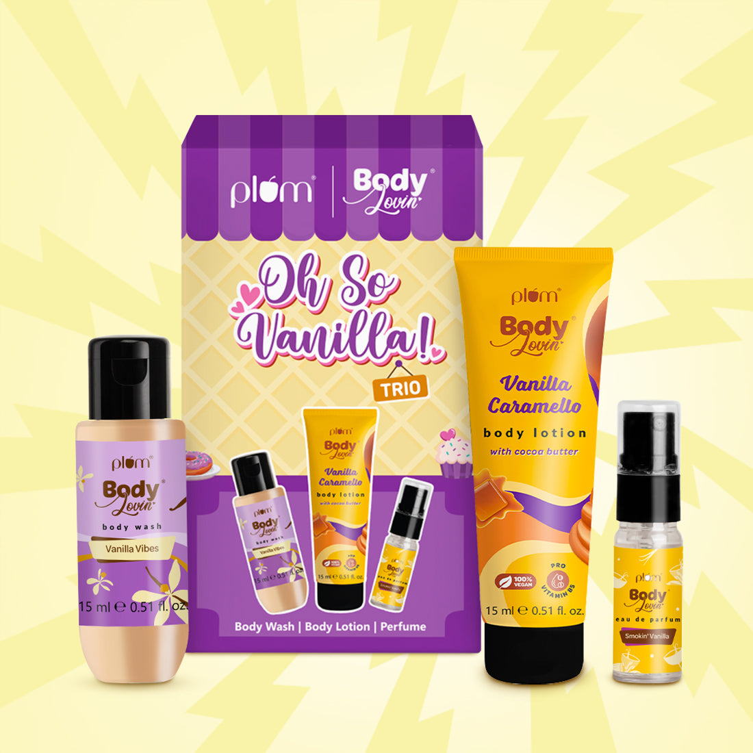 Oh-So-Vanilla Bodycare Travel kit | Body Wash | Body Lotion and Perfume