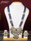 Beaded double layer blue haram peacock design with sapphire & kundan cz stones and pearl & beads hangings in victorian finish