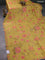 Banarasi silk saree yellow with allover floral prints and scallop design border
